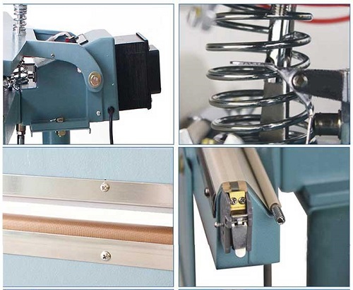 máy hàn mép túi dập chân PFS450 có giá đỡ