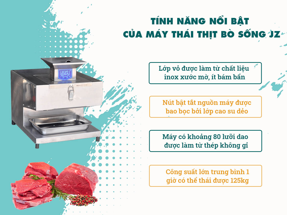 Máy thái thịt bò tươi sống JZ